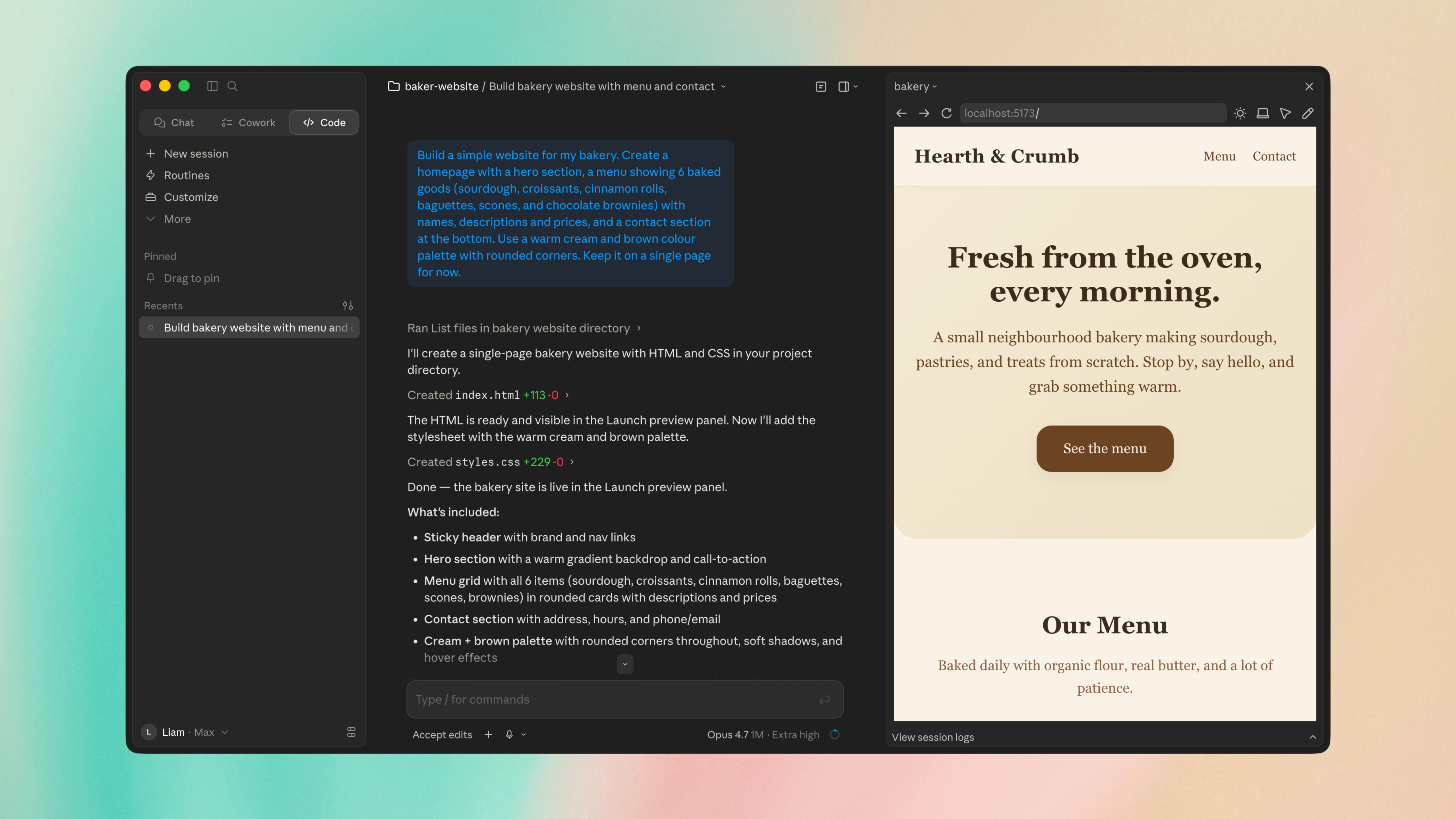 The Claude desktop app showing a project conversation in its native interface, with no file tree visible