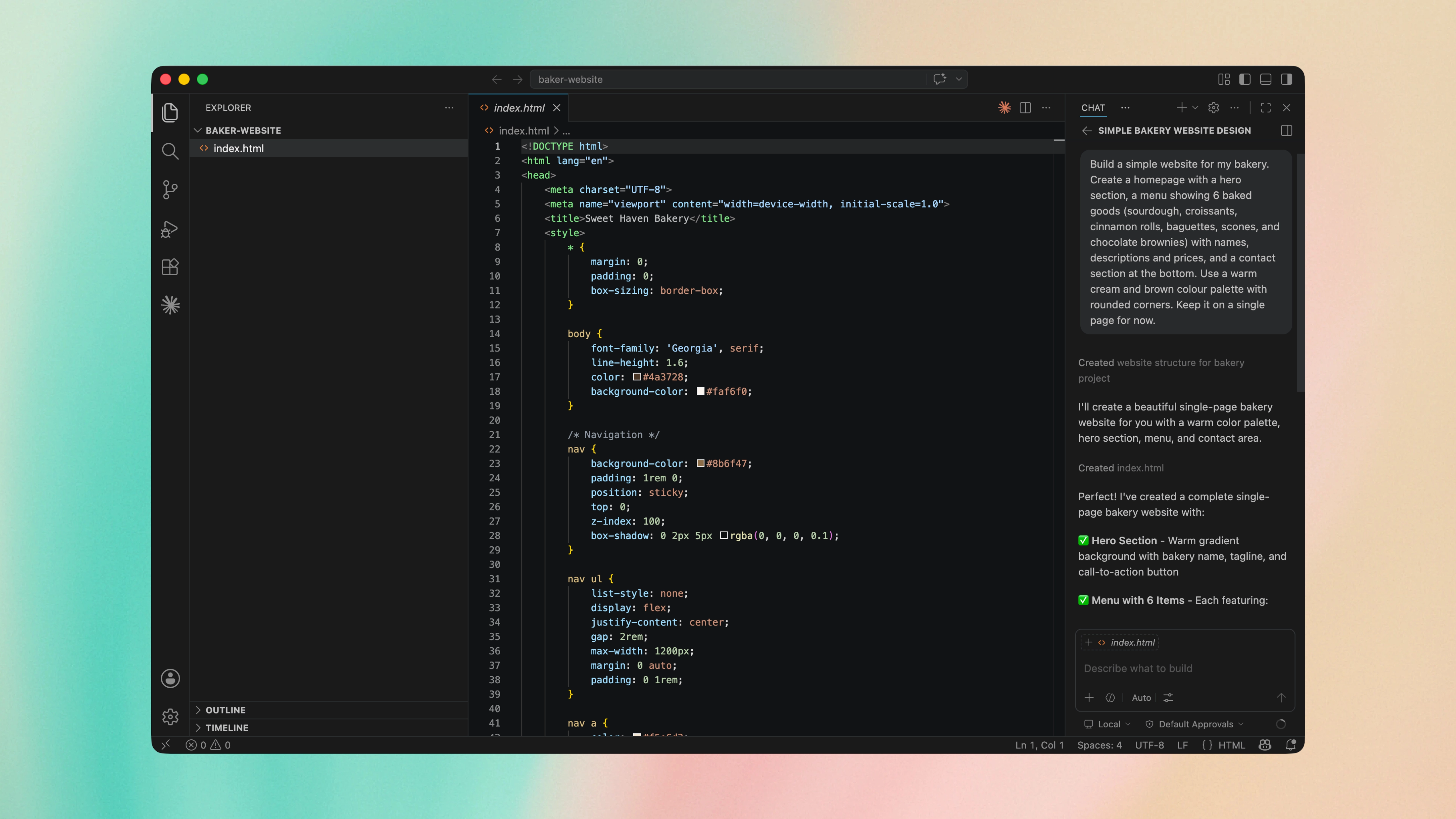 The Claude Code VS Code extension in active use, with project files in the sidebar, code in the editor, and a conversation in the chat panel